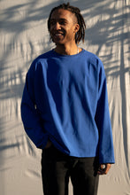Load image into Gallery viewer, &quot;Have a great day&quot; Cobalt Blue/White LS Tee

